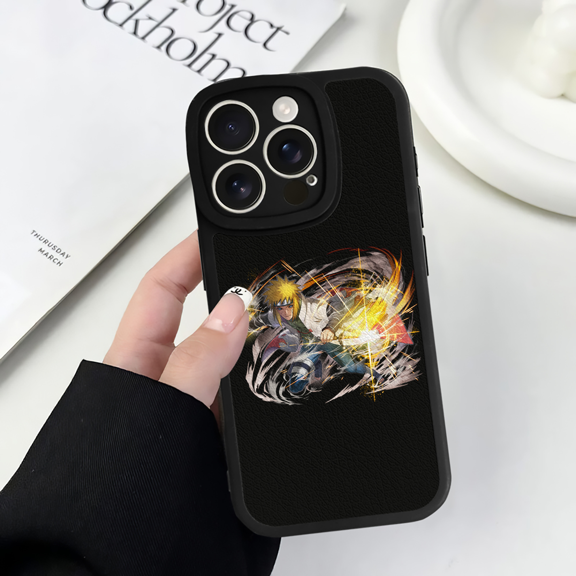 （画像用） NARUTO -ナルト- 波風 ミナト Namikaze Minato 【iPhone 16シリーズ対応】シリコンスマホケース（レザー調） 材質：シリコン
